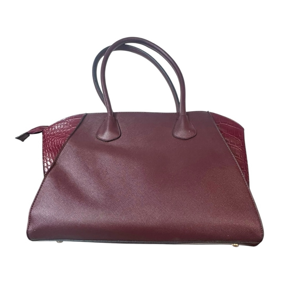 Cleo Faux Leather and Crocodile Skin Purse Hand Bag Burgundy Y2K Vintage